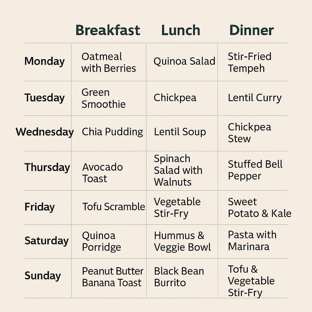 One-Week Vegan Energy Meal Plan