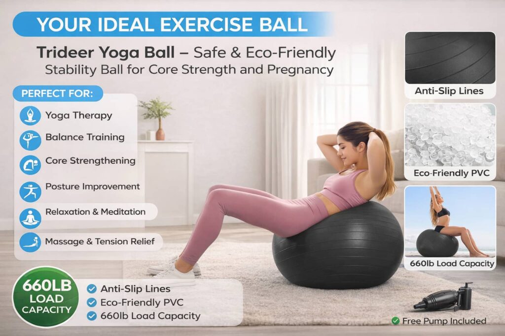 APEXUP Yoga Ball Anti-Burst Stability Ball for Core Workouts and Home Fitness.