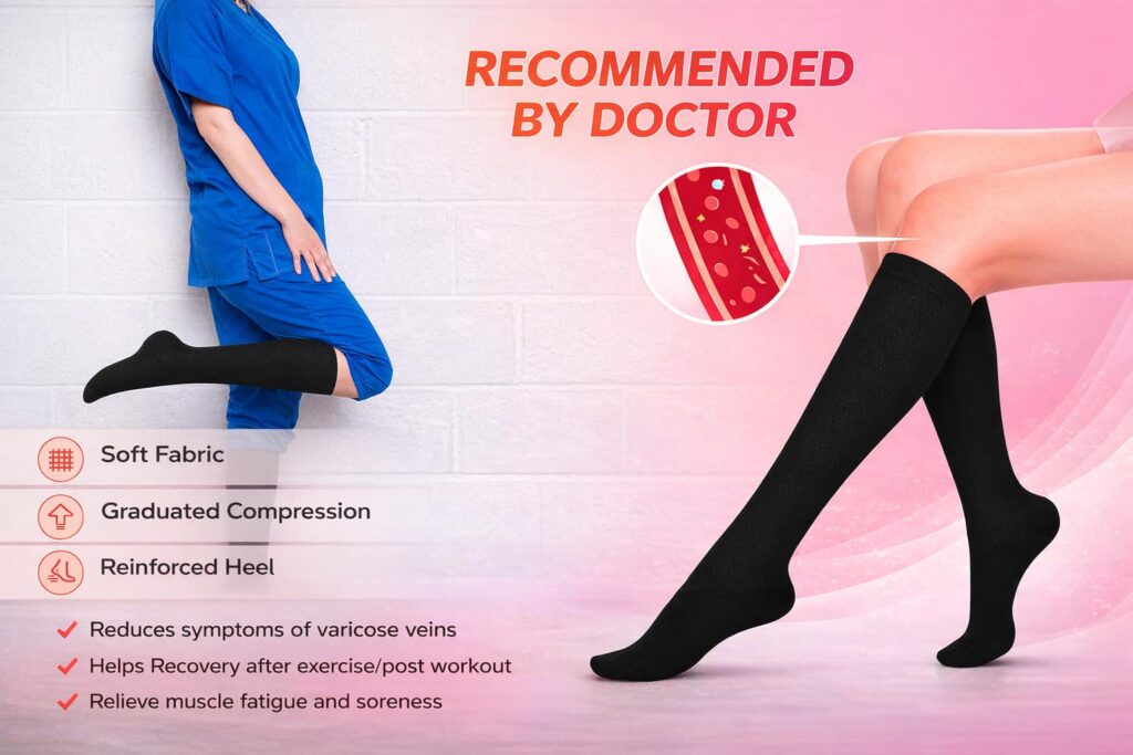 Iseasoo 4 Pairs Compression Socks for men and women with graduated compression to reduce varicose veins, improve blood circulation and relieve muscle fatigue